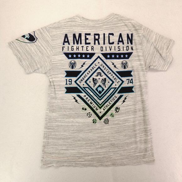 American Fighter Casual Graphic Crew Neck T Shirt Mens Size Medium M Gray - Picture 10 of 10